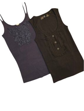 CASSETTE Indie Brand Black Tuxedo Bib Beater +J CREW Navy Flowered Bib Cami Tank